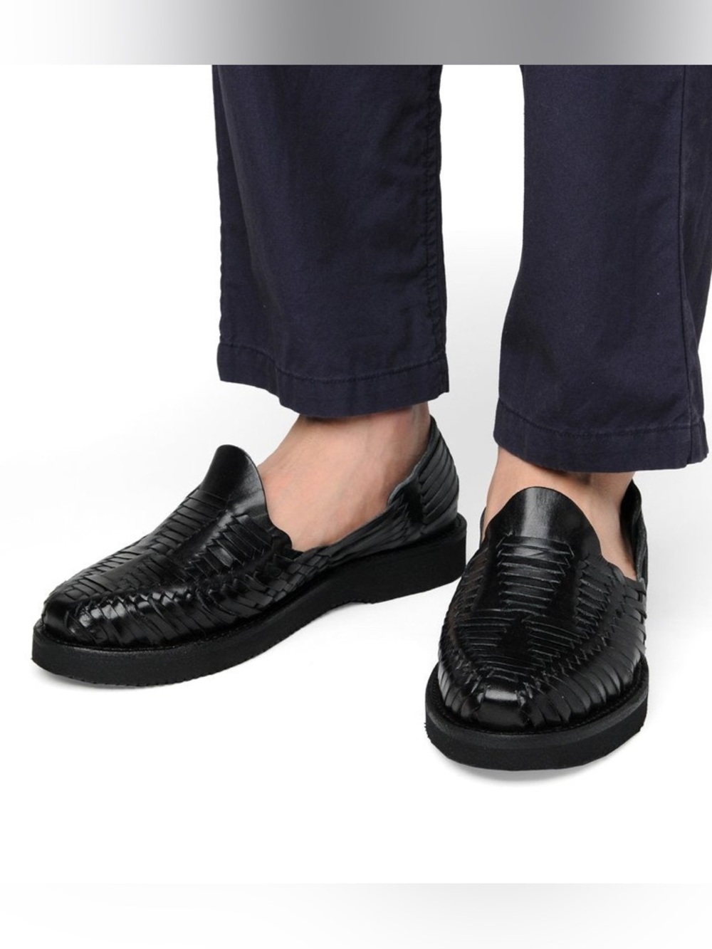 Yuketen Alejandro Huarache - Black Woven Leather Sandals 12